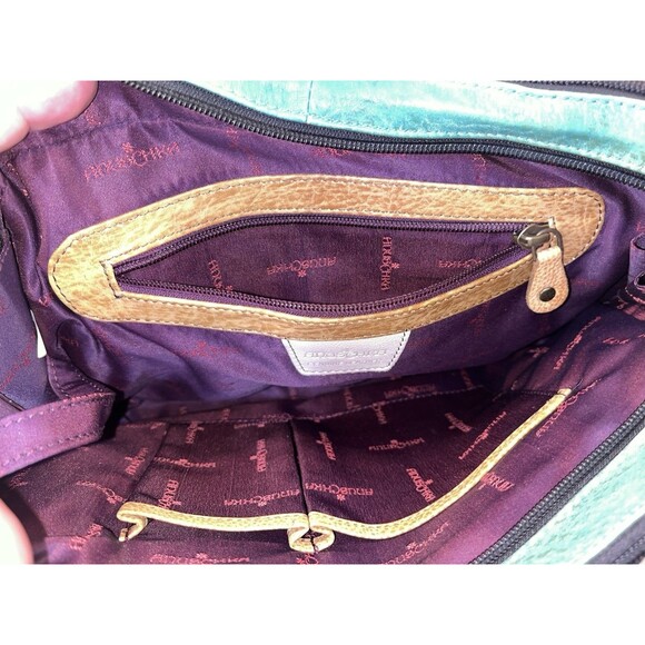 Anuschka Hand Painted Art Leather Tiger Leopard Hibiscus Satchel Purse W/Coin - Picture 12 of 16